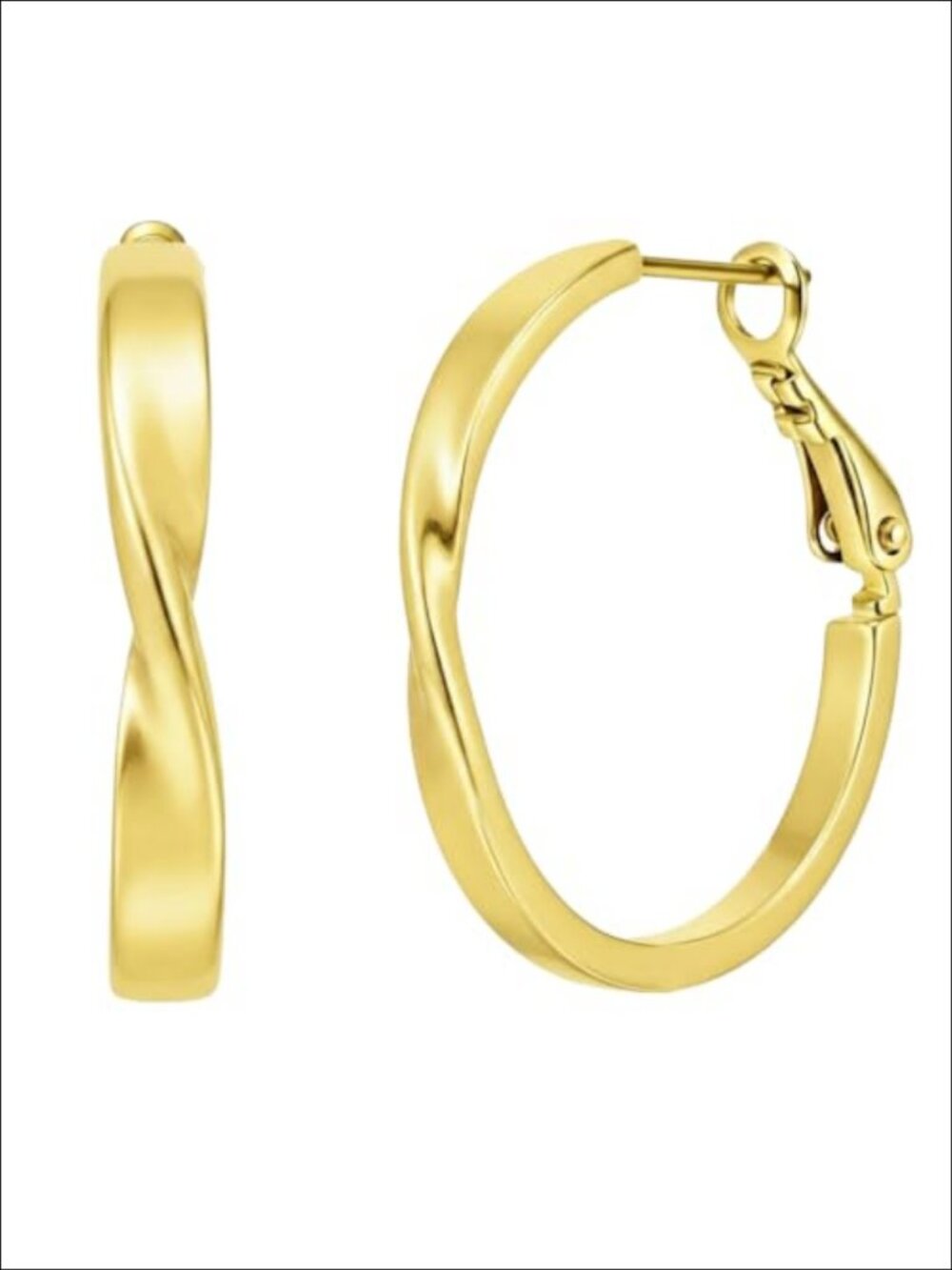 14k Gold Plated Hoop Earrings Women Large Twisted Hoops